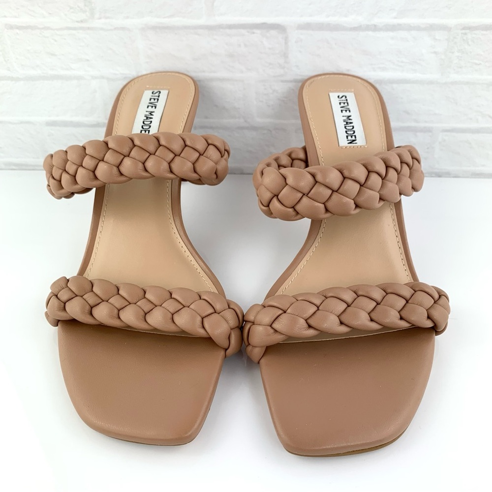 NEW! Steve Madden Prema Braided Sandal Heels Tan Size 9